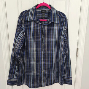 Claiborne Blue Long Sleeve Striped Button Down